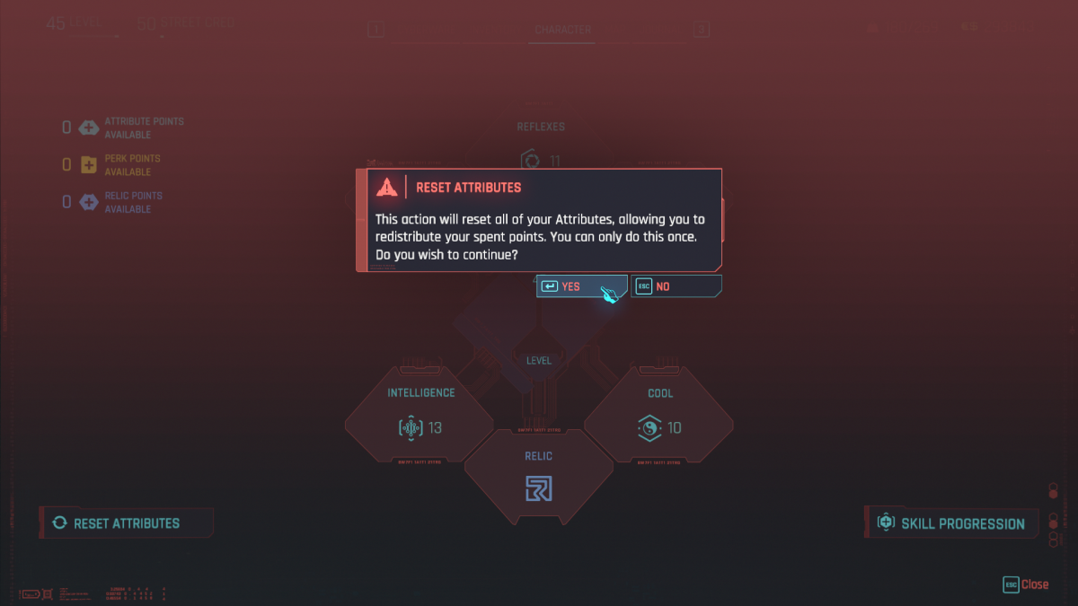 How to reset attributes in Cyberpunk 2077 Indie Devchronicles